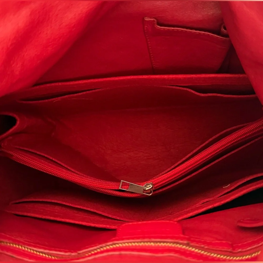Christian Dior Avenue Woven Leather Tote Red with Gold Tone Hardware